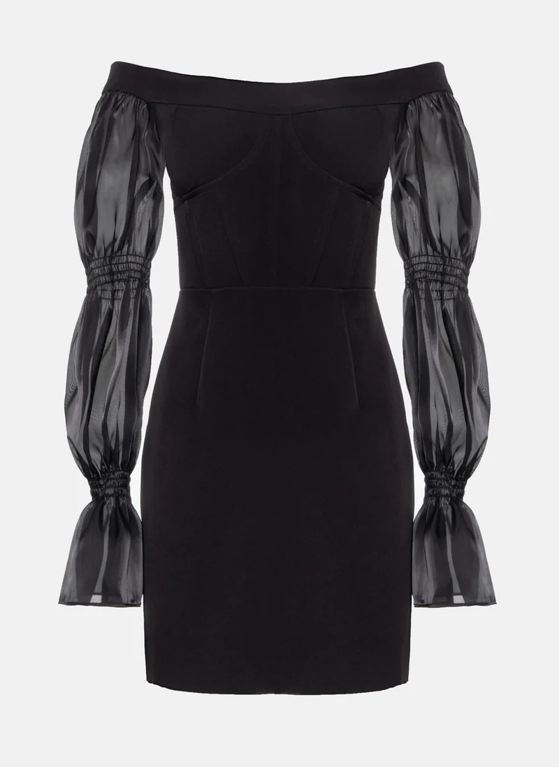 Lichi Off-shoulder corset-bodice mini dress